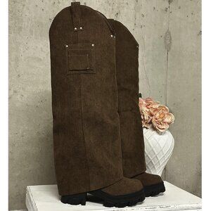 NWT Over-The-Knee Corduroy Chunky Platform Heel Boots - Size 8